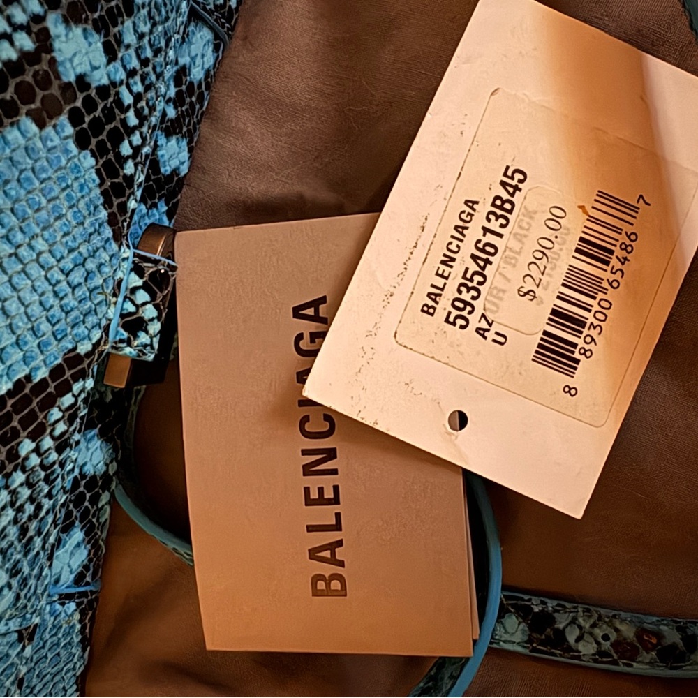 Balenciaga Blue and Black Snake Print Crossbody Bag - Picture 3 of 3